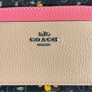 SOLD Coach Pink and Tan Leather Card Wallet